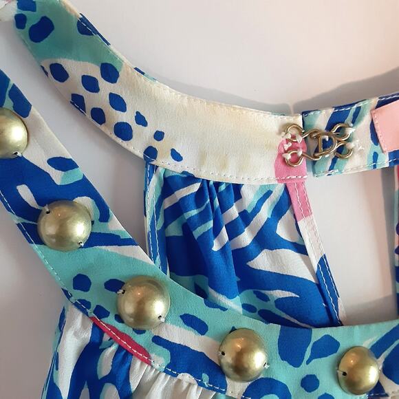 Lilly Pulitzer Rogan Top She Shells 100% Silk Blouse Womens M Starfish Preppy - Picture 4 of 10